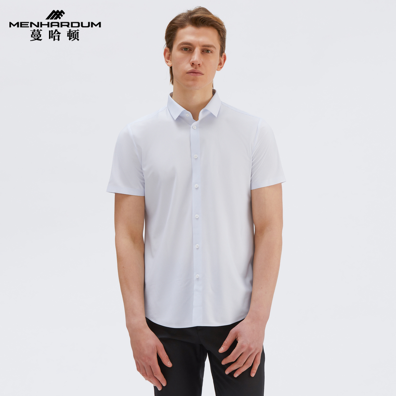 细条纹短袖衬衫干净清爽