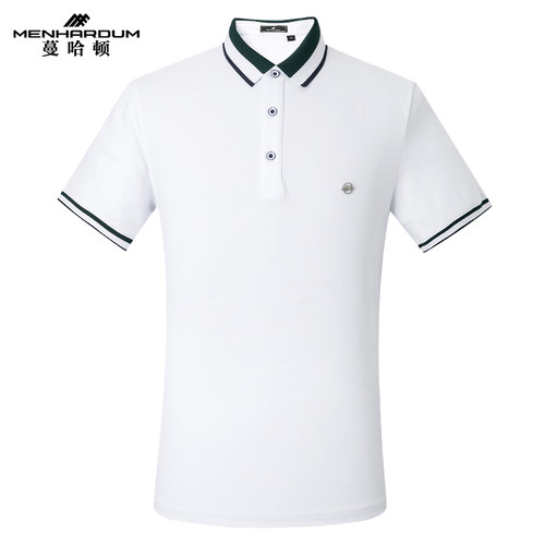 蔓哈顿夏季男装翻领纯色t恤商务男休闲百搭白色保罗POLO衫