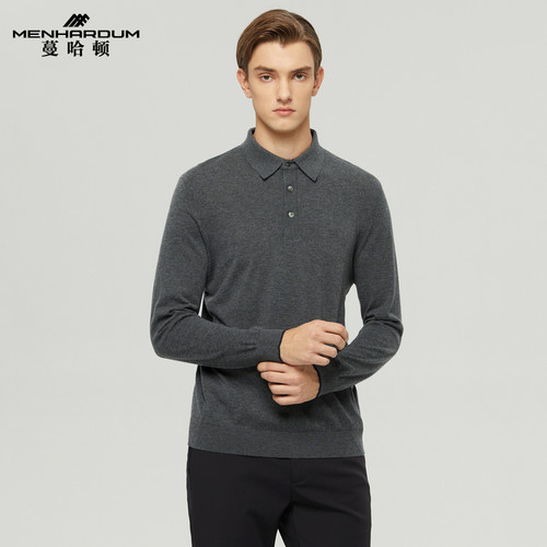 蔓哈顿羊毛衫长袖Polo衫