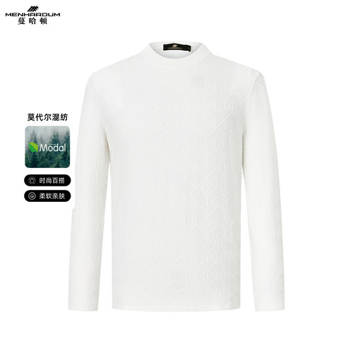 MENHARDUM/蔓哈顿秋冬新品莫代尔针织衫柔软舒适提花设计长袖T恤