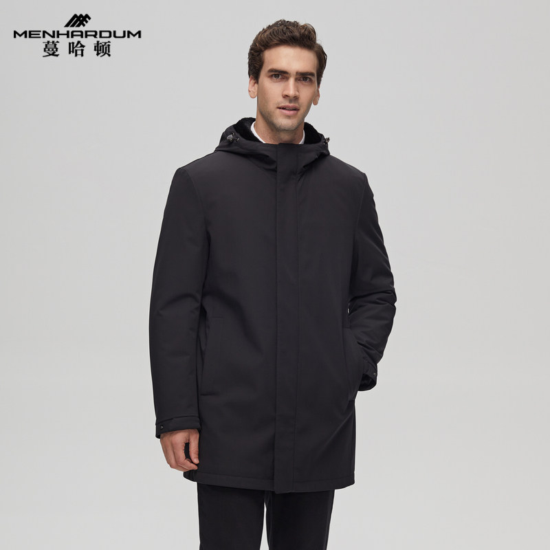 MENHARDUM/蔓哈顿冬装新款尼克服中长款保暖连帽毛皮上衣防风外套