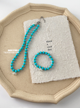 塑料女蓝绿串珠兰铃花项链手链