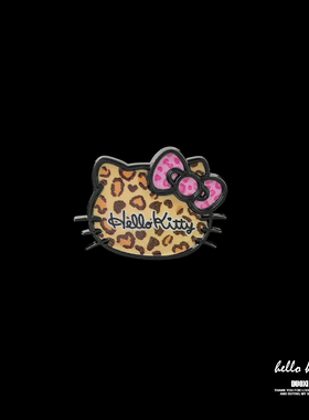 多喜商店【美拉德】秋冬咖色豹纹凯蒂猫饼干kt猫蝴蝶结合金戒指环