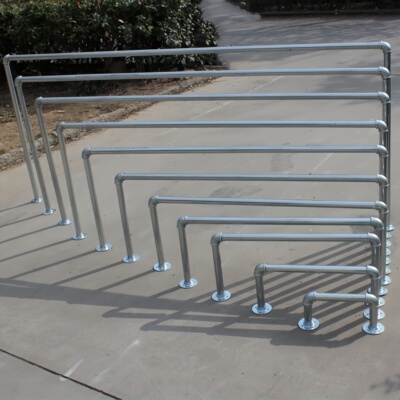 镀锌钢管龙门架落地墙上铁艺支架顶层固定法兰架栏杆架楼梯架衣架