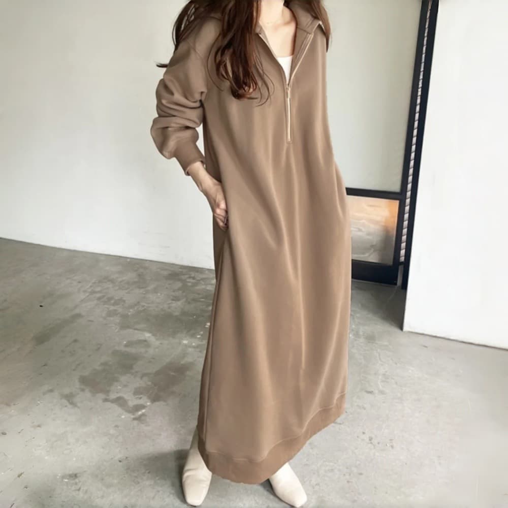 日韩跨境慵懒风显瘦加绒卫衣裙女2026冬宽松过膝毛长袖连帽连衣裙