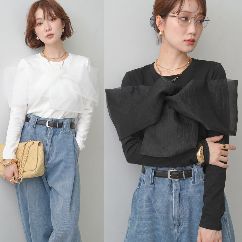 日系跨境外贸春秋新款女OL白领大蝴蝶结饰减龄纯色长袖卫衣女上衣