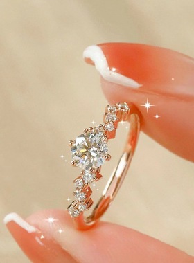 星愿满钻戒指女ins小众轻奢开口