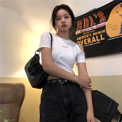 Off shoulder high waist short T-shirt