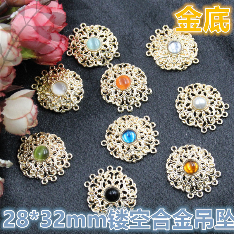 28*32mm合金金底藏族文化吊坠