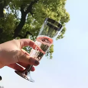 现货160ml一次性香槟杯银边红酒杯聚会野餐杯试饮杯商务活动PARTY