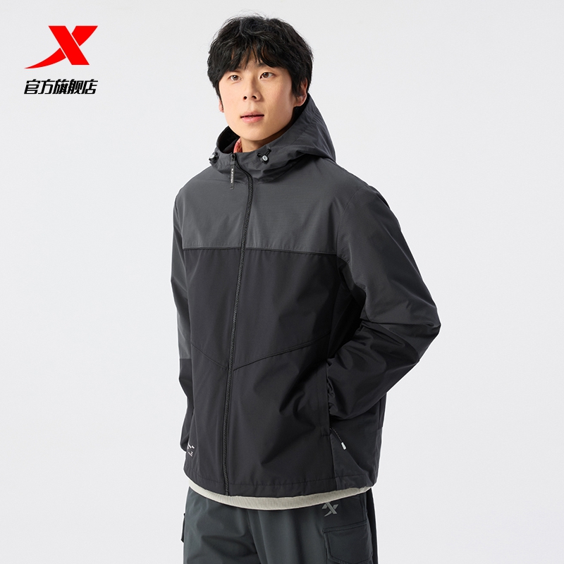 特步连帽外套男夹克运动休闲