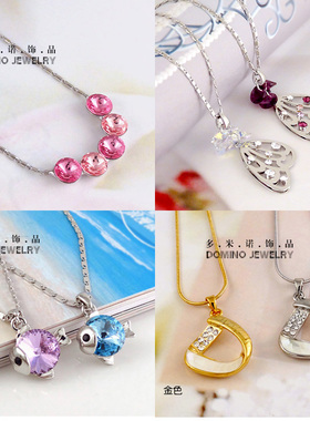 新光饰品水晶贝壳短款吊坠项链
