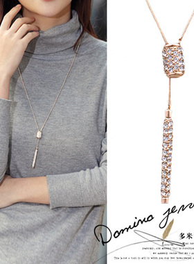 现货镀金流苏圆柱可调节毛衣链