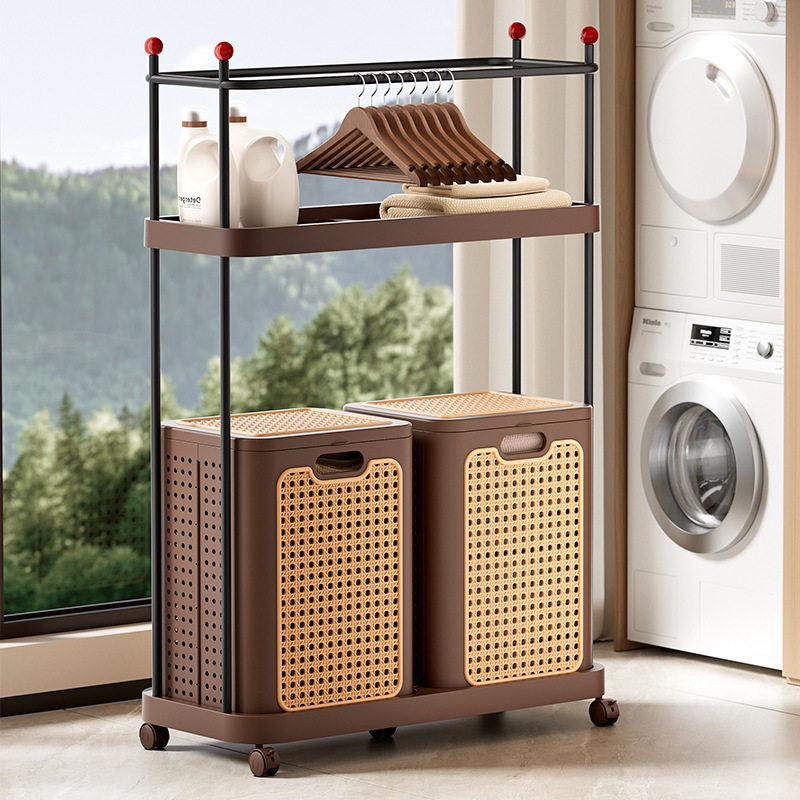 MOMO HOME中古风脏衣篮家用挂衣架置物架浴室卫生间多功能带轮脏,收纳整理,脏衣篮,淘宝优惠券,粉丝福利购,淘宝优惠卷