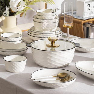 碗碟套装家用日式简约现代餐具陶瓷饭碗盘子单个碗盘碗筷碗具组合