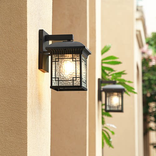 太阳能壁灯户外别墅大门两侧超亮防水外墙灯简约方形露台照明灯