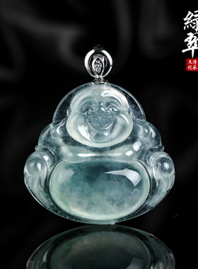 绿翠玉楼缅甸A货翡翠玉佛吊坠天然玉石冰种佛公18k金挂件玉坠444