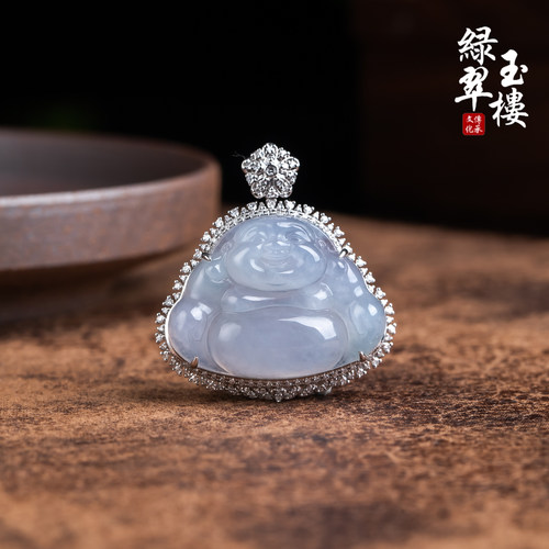 绿翠玉楼天然缅甸翡翠A货冰紫佛18K佛公吊坠挂件珠宝玉石1099