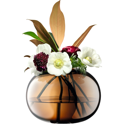 英国LSA Epoque进口手工轻奢复古花瓶水晶玻璃琥珀色插花装饰摆件