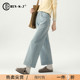 女2025新款 直筒裤 小个子裤 休闲女裤 子九分裤 高级感浅色阔腿牛仔裤