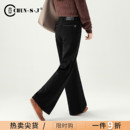 加绒牛仔裤 子显瘦高腰直筒休闲微喇裤 女2025新款 裤 冬季 黑色喇叭裤