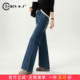 女2025新款 直筒裤 秋季 高腰微喇牛仔裤 裤 子显瘦休闲女裤 复古喇叭裤