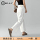 直筒裤 子显瘦九分法棍裤 女2026新款 白裤 春季 洋气翻边白色牛仔裤
