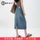 天丝牛仔裙2026年新款 半身裙 垂感显瘦直筒裙冰丝裙子H型中长款