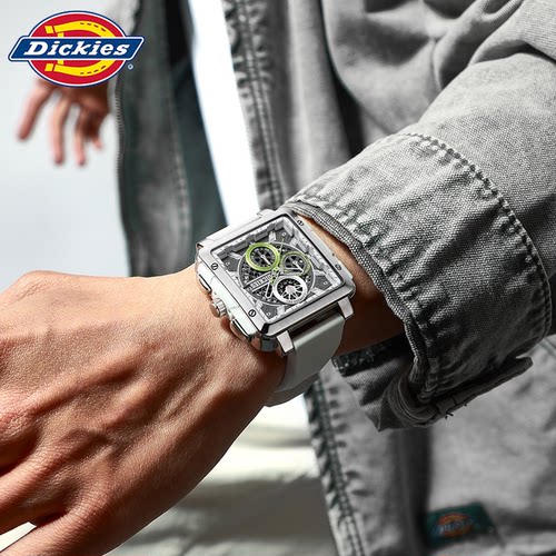 Dickies多功能硅胶方形石英表
