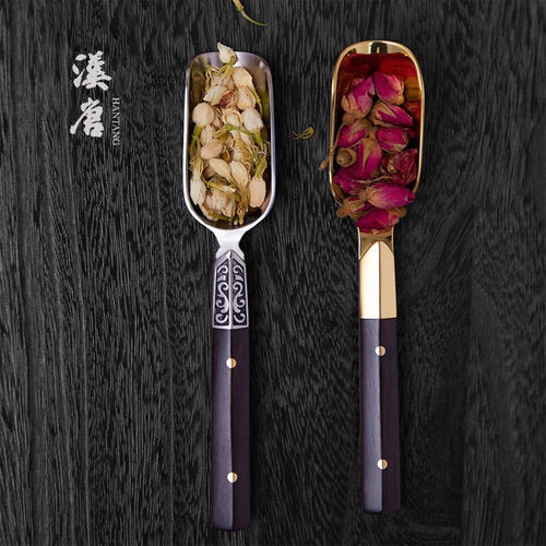 汉唐茶具茶勺家用茶匙单个不锈钢铜制茶铲茶道配件茶道六君子配件 - 封面