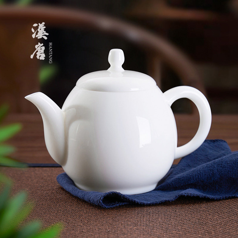 汉唐德化羊脂玉茶壶白瓷茶具家用茶水壶泡茶壶单壶功夫茶具陶瓷器