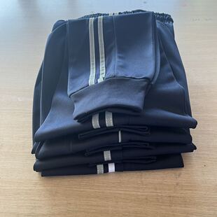 反光条校服裤子一杠二杠白灰条运动裤男女中小学生束脚裤加肥加大