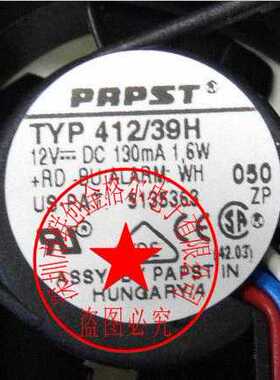 TYP 412/39H 12V 130MA 1.6W 三线原装正品德国EBM-PAPST设备风扇