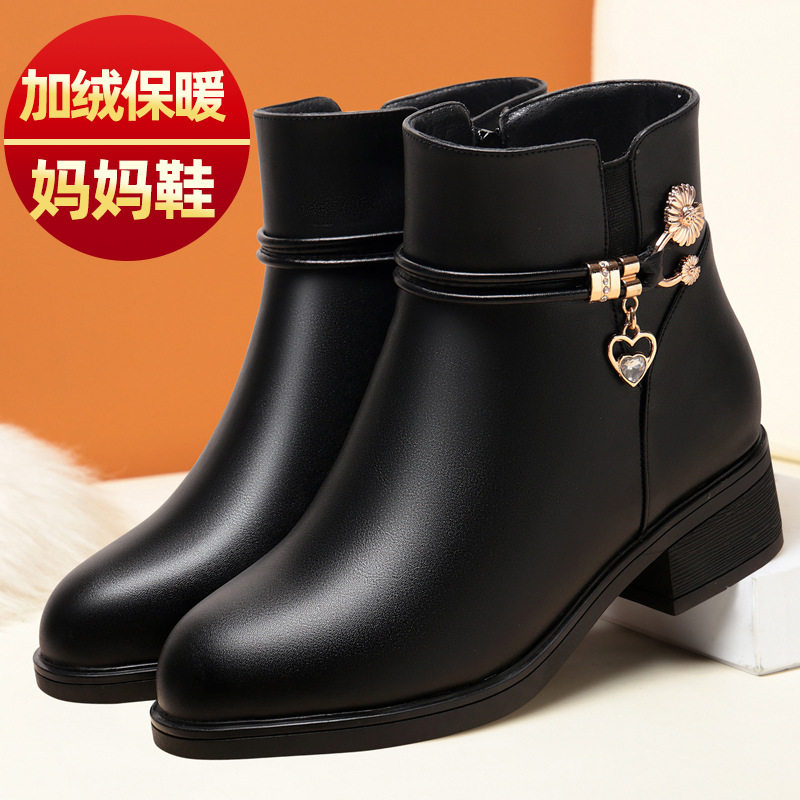 厂家妈妈鞋春季女鞋女士中年棉鞋低跟软底加绒保暖中老年短筒,女鞋,棉鞋,淘宝优惠券,粉丝福利购,淘宝优惠卷