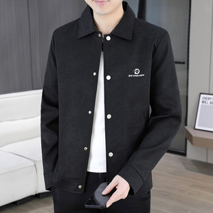 外套男春秋款百搭翻领春装上衣春季新款青年韩版潮流休闲时尚夹克