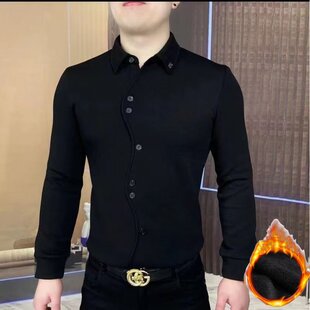 高端半拉链卫衣男士长袖T恤2025春秋冬季新款加绒修身打底衫男款