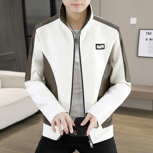 潮流休闲PU皮夹克高级感痞帅青年短款 韩版 风衣外套 皮衣男士 秋冬季