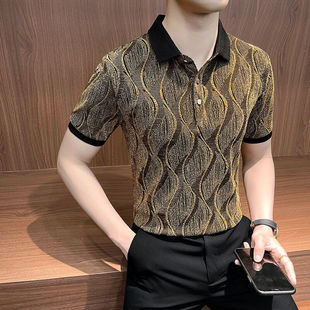 高端POLO衫男款短袖T恤2025新款夏季薄款潮牌高级感痞帅冰丝体恤