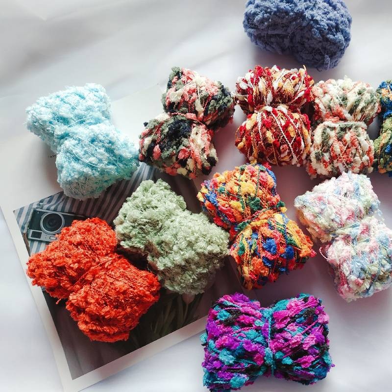 日系泫雅小香风手账火漆素材毛线乒乓菊花豆豆纱段染色纤维画配线