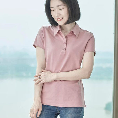 棉质正肩白色短袖T恤女职业小衫