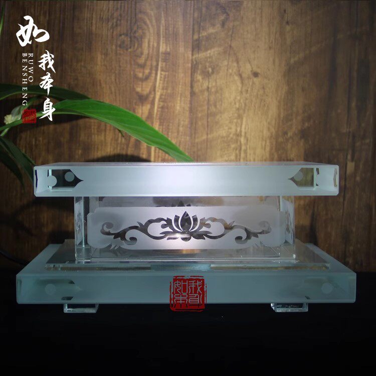 9厘米观己琉璃 佛像金刚底座带LED灯琉璃水晶发光座底台金刚底座