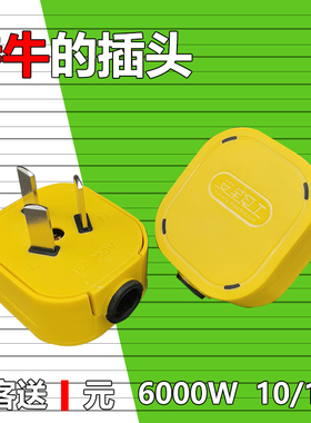 【6000W】可拆卸三插头纯铜大功率不带线三极10a16a家用三角插头