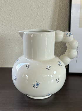 法式陶瓷花瓶轻奢高级感插花复古鲜花客厅摆件白色欧式碎花花瓶