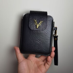 适用于华为Pura X Max手机套复古鹿头扣装饰手工真皮挂腰套户外手机腰包防摔皮套便携款穿皮带式