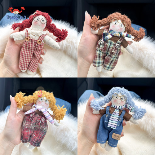 Mollydoll复古手工娃娃毛绒玩偶包包挂件生日新年礼物钥匙扣车挂
