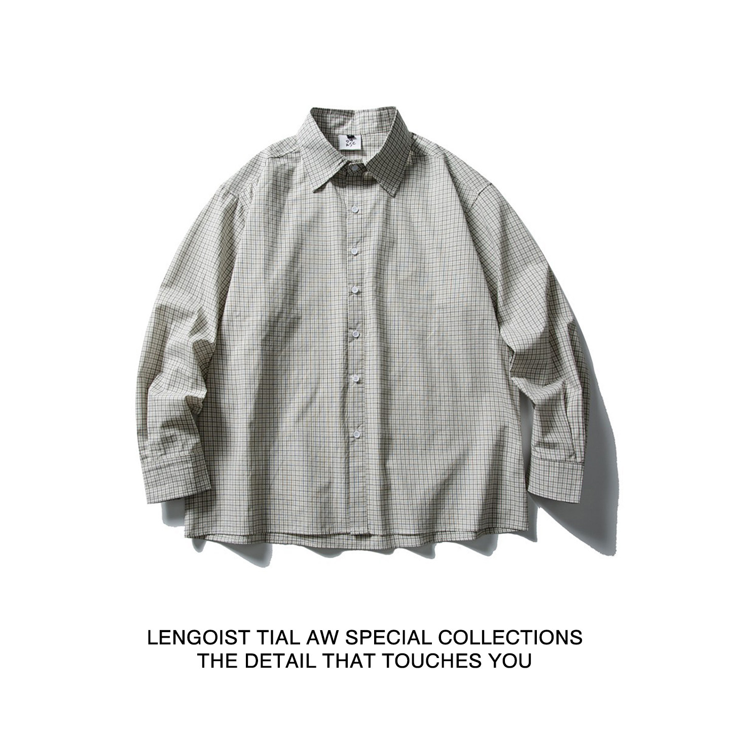 LENGOIST CITYBOY STYLE 复古日系风休闲质感绿格子翻领长袖衬衫
