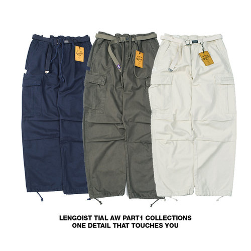 日式定番JUNGLE STOCK 厚实复古平纹做旧洗水凤琴口袋工装裤