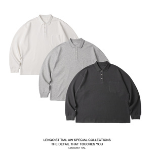 LENGOIST 厚实26AW日系310克定织珠地棉宽松版polo衫长袖T恤男