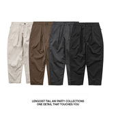 26AW日系休闲Teflon防泼水防污宽松双褶锥形休闲裤 男女 CHINO长裤