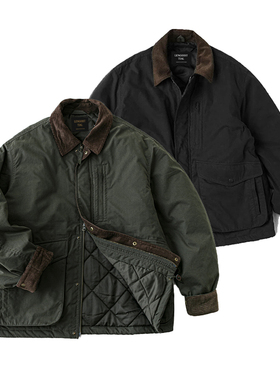 OUT DOOR STYLE复古猎装灯芯绒拉链厚实棉衣防泼水防风多口袋棉服